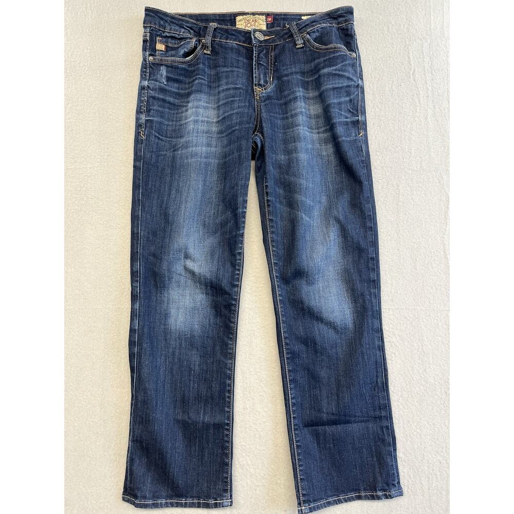 DEAR JOHN Playback Jeans Womens 29P Blue Petite Straight Dark Wash Mid Rise - Picture 1 of 8